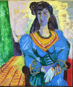 Original Gemälde " Frau in blauem Kleid" - Norbert Hornig